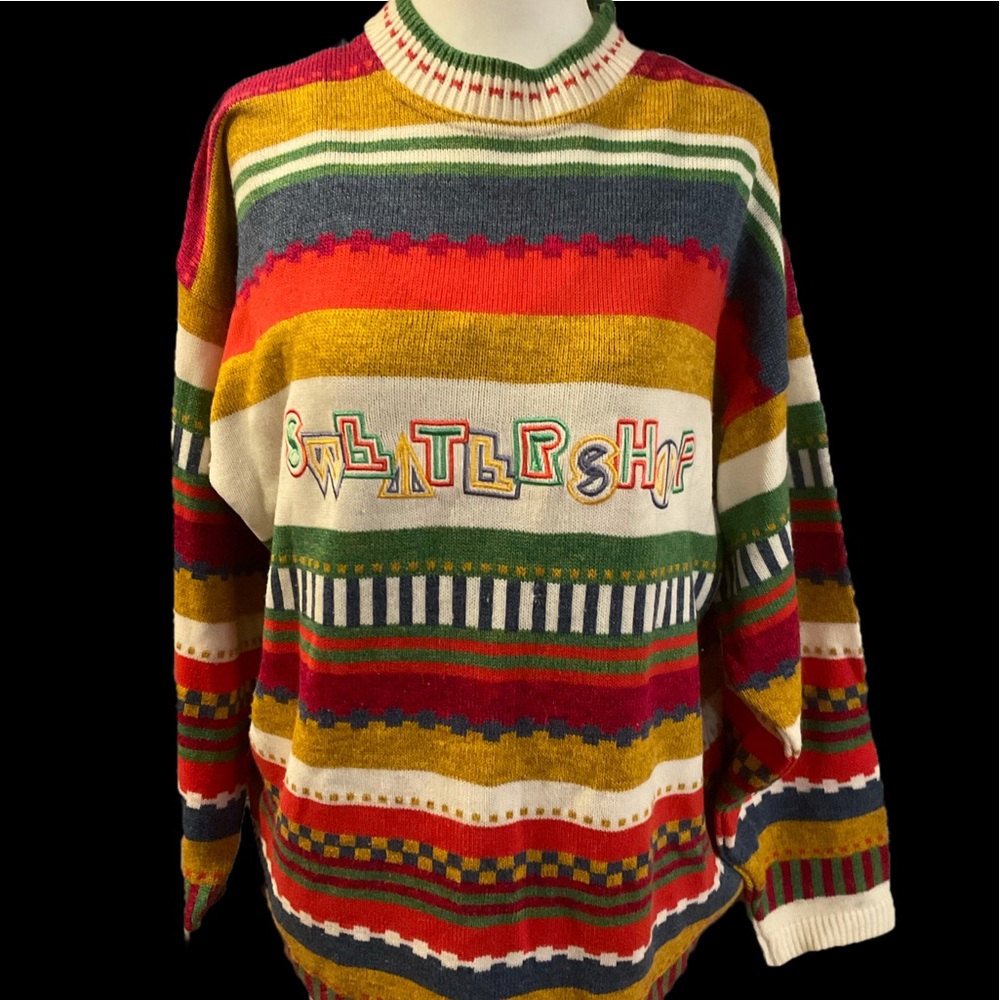 “VIINTAGE THE SWEATER SHOP UK” Multi Coloured Striped Sweater.
